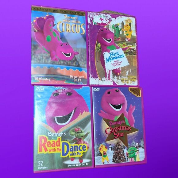 4 Vintage Barney Christmas Star, Best Moments, Read & Dance Circus DVDS - Picture 1 of 3